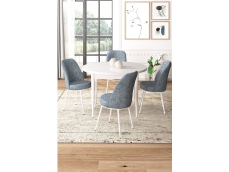 HANAH HOME Set Trpezarijski sto i 4 stolice Tor White Grey