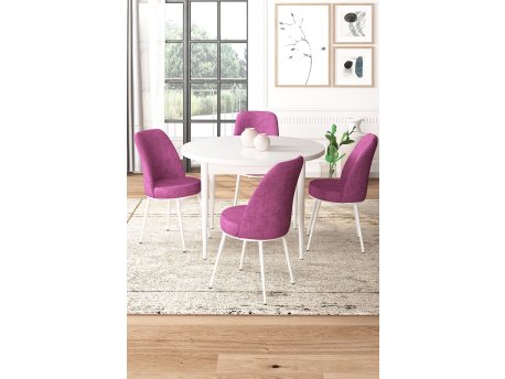 HANAH HOME Set Trpezarijski sto i 4 stolice Tor White Purple