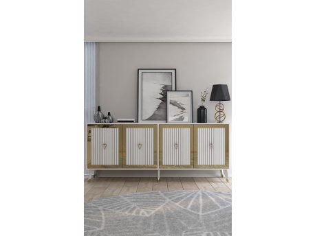 HANAH HOME Komoda Benner White Gold