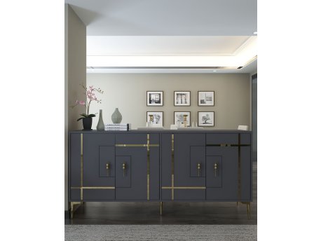 HANAH HOME Komoda Simge Anthracite Gold