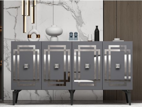 HANAH HOME Komoda Lotus Anthracite Silver