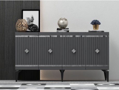 HANAH HOME Komoda Lenora Anthracite Silver