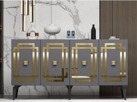 HANAH HOME Komoda Lotus Anthracite Gold