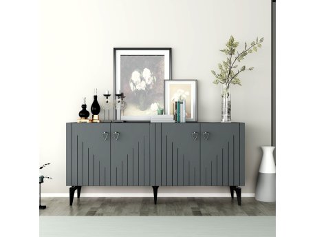 HANAH HOME Komoda Meda Anthracite Silver