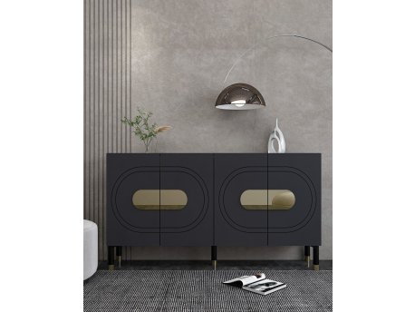 HANAH HOME Komoda Demet Anthracite Gold