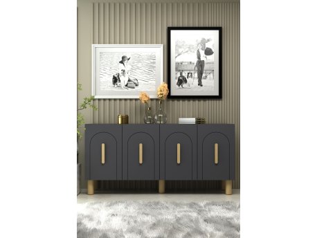 HANAH HOME Komoda Yosun Anthracite Sapphire Oak