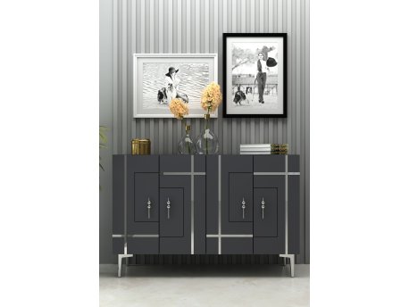 HANAH HOME Komoda Sina Anthracite Silver