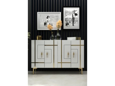 HANAH HOME Komoda Sina White Gold