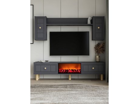 HANAH HOME TV polica Dario Bohem Fireplace Anthracite