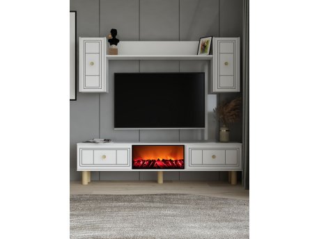 HANAH HOME TV polica Dario Bohem Fireplace White