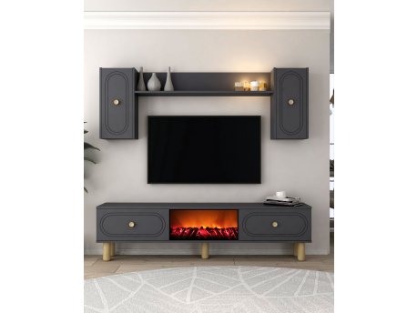 HANAH HOME TV polica Polen Bohem Fireplace Anthracite