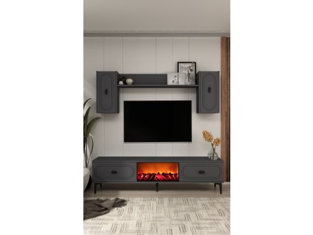 HANAH HOME TV polica Weny Bohem Fireplace Anthracite