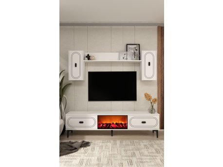 HANAH HOME TV polica Weny Bohem Fireplace White