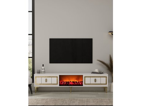 HANAH HOME TV polica Orion Fireplace - White Gold