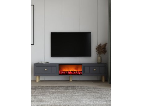 HANAH HOME TV polica Dario Bohem Fireplace - Anthracite