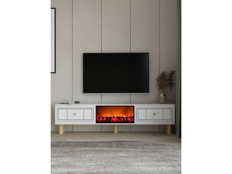 HANAH HOME TV polica Dario Bohem Fireplace - White
