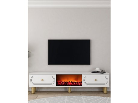 HANAH HOME TV polica Polen Bohem Fireplace - White