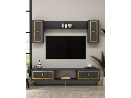 HANAH HOME TV polica Orion Anthracite Gold