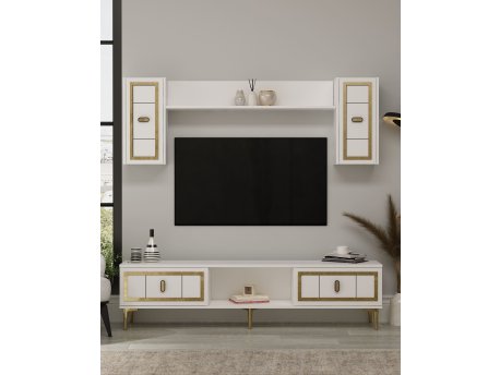 HANAH HOME TV polica Orion White Gold