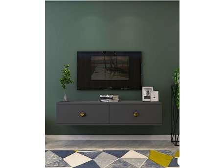 HANAH HOME TV polica Zuzu 120 Anthracite Gold