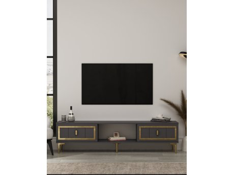 HANAH HOME TV polica Orion - Anthracite Gold