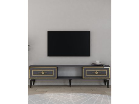 HANAH HOME TV polica Viola Anthracite Gold