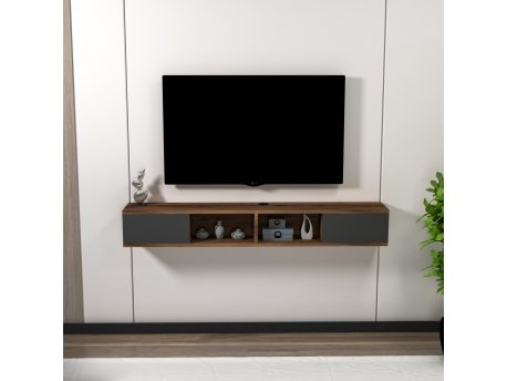 HANAH HOME TV polica Mayer Light Walnut Anthracite