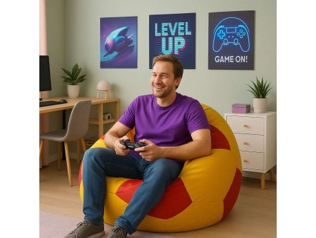 Atelier del Sofa Bean Bag Football Big Red Yellow