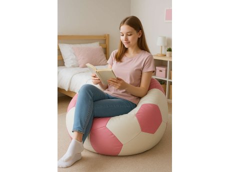 Atelier del Sofa Bean Bag Football Big White Pink