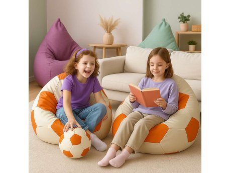 Atelier del Sofa Bean Bag Football Small Orange White