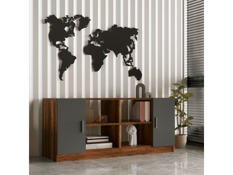 HANAH HOME Višenamenska polica orah Antracit Vo6