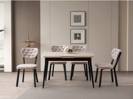 HANAH HOME Produžni trpezarijski sto Travertin Crno Ay 1186