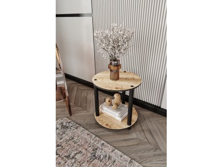 HANAH HOME Sto za kafu Bookcase 2 Tier Round Hrast