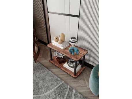 HANAH HOME Sto za kafu Bookcase 2 Tiers Rect Walnut