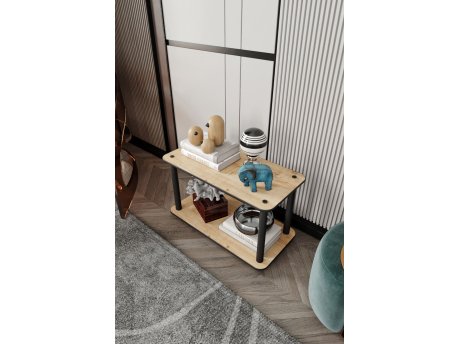 HANAH HOME Sto za kafu Bookcase 2 Tiers Rect Hrast