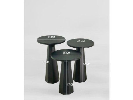 HANAH HOME Set bočnih stolova Lilyum (57 + 52 + 47) Black