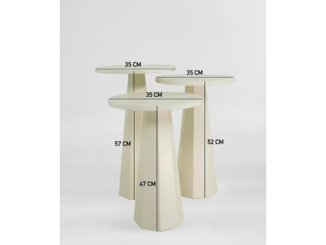 HANAH HOME Set bočnih stolova Lilyum (57 + 52 + 47) Cream