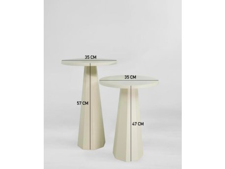 HANAH HOME Set bočnih stolova Lilyum (57 + 47) Cream