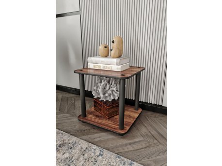 HANAH HOME Bočni sto Bookcase 2 Tiers Square Walnut