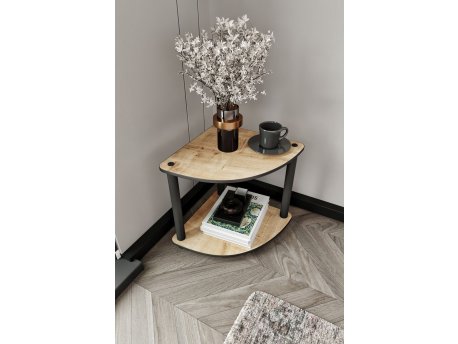 HANAH HOME Bočni sto Bookcase 2 Tiers Corner Hrast