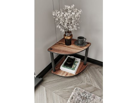 HANAH HOME Bočni sto Bookcase 2 Tiers Corner Walnut