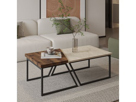 HANAH HOME Sto za kafu Verona P0024623 Travertine Rustic Walnut