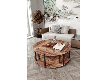 HANAH HOME Sto za kafu Yin Yang 4 70 Walnut