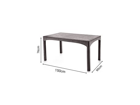 HANAH HOME Baštenski sto 90 x 150 Rattan Dark Brown