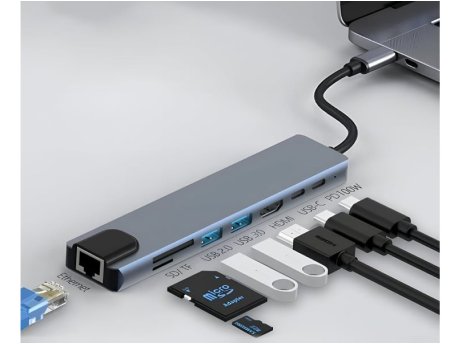ELEMENTA 8u1 USB HUB sa HDMI, LAN, USBA, PD, TF/SD