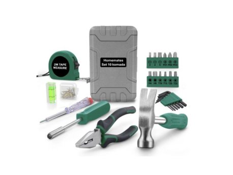 HOMEMATE Set ručnih alata 10-u-1 – prenosivi komplet, klešta, metar, šrafcigeri i torba za odlaganje