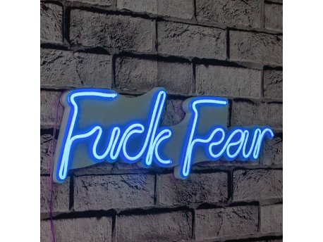WALLXPERT Zidna LED dekoracija Fuck Fear Blue