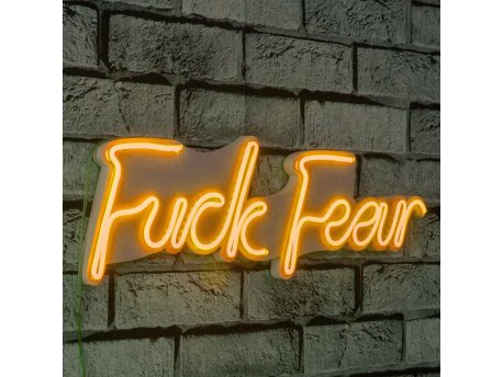 WALLXPERT Zidna LED dekoracija Fuck Fear Yellow