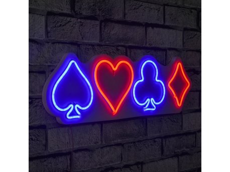 WALLXPERT Zidna LED dekoracija Briscambille Poker Suits Multicolor