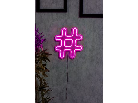 WALLXPERT Zidna LED dekoracija Hashtag Pink